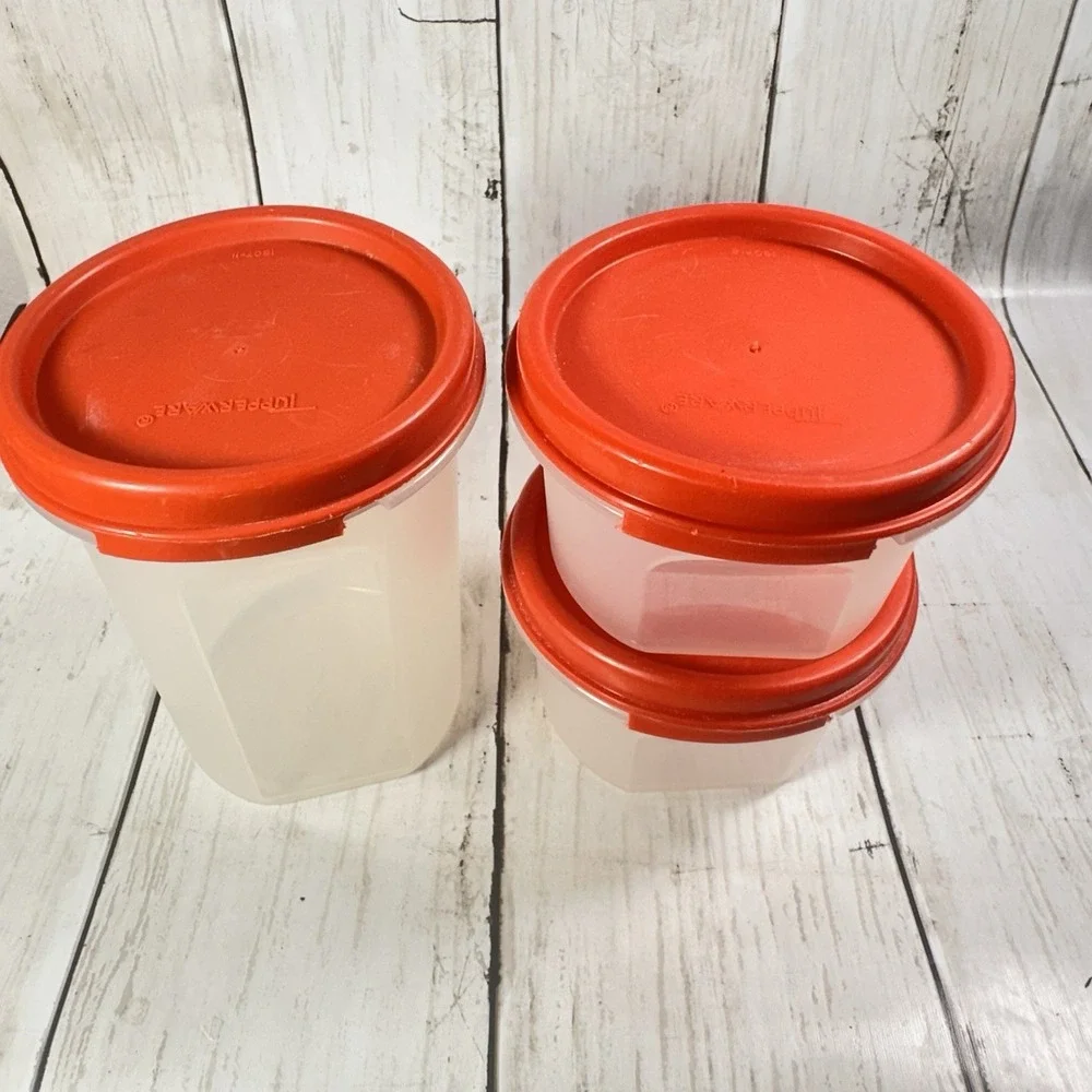 Tupperware‎ Set of 3 Containers with Paprika Lids  Two 1605 One 1606